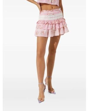 LoveShackFancy Minijupe Corbett À Fleurs En Dentelle - Rose