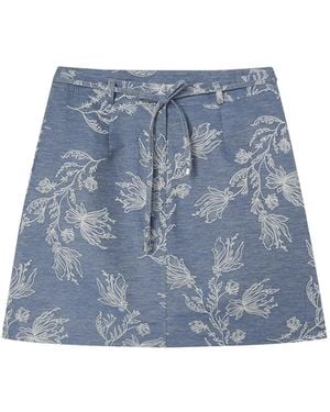 Ports 1961 Minifalda Acampanada Con Motivo Floral - Azul