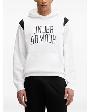 Under Armour Rival Logo-Print Panelled Hoodie - White