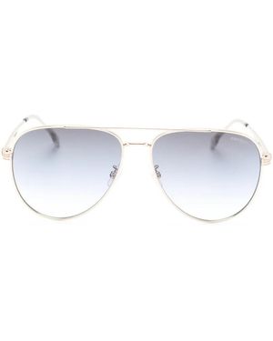 Carrera Double-Bridge Pilot-Frame Sunglasses - White