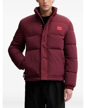 HUGO Logo-Patch Puffer Jacket - Red