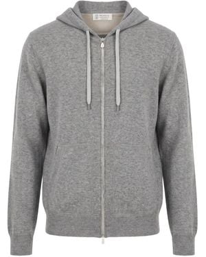 Brunello Cucinelli Zip-Up Cashmere Hoodie - Gray