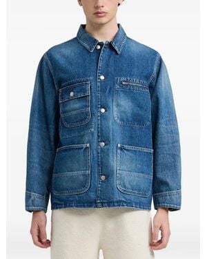 vowels Chore Bleached Denim Jacket - Blue