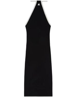Courreges Logo-Embroidered Halterneck Midi Dress - Black