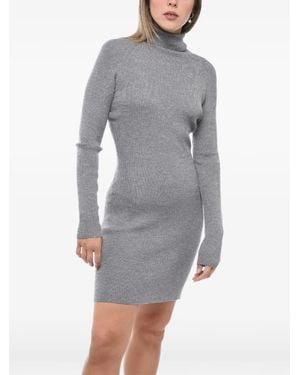 DSquared² Ribbed-Knit Turtleneck Mini Dress - Grey