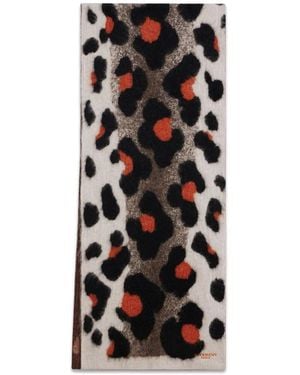Givenchy Schal Aus Alpakawolle Mit Leopardenjacquard - Schwarz