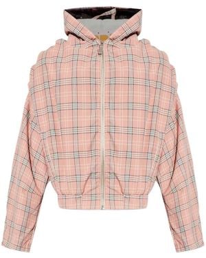 PDF Hooded Check Jacket - Pink