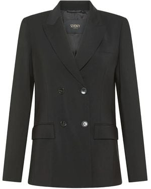 Seventy Double-Breasted Three-Quarter Sleeve Jacket - Black