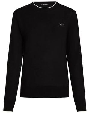 KARL LAGERFELD Merino-Wool Sweater - Black
