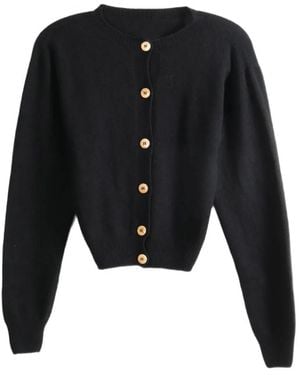 Baserange Cardigan En Maille À Boutonnière - Black