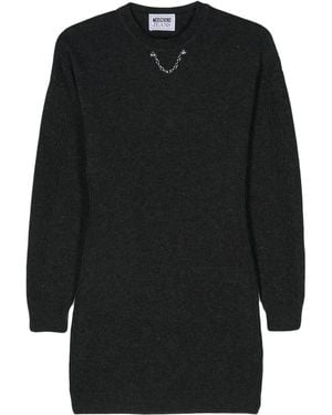 Moschino Chain-Embellished Knitted Dress - Black
