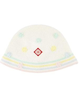 CASABLANCA Embellished Crochet Hat - White