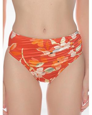 Gottex Floral-Print Button-Detail Bikini Bottoms - Orange
