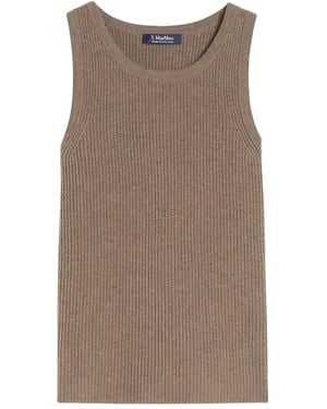 Max Mara ラウンドネック トップ - ブラウン
