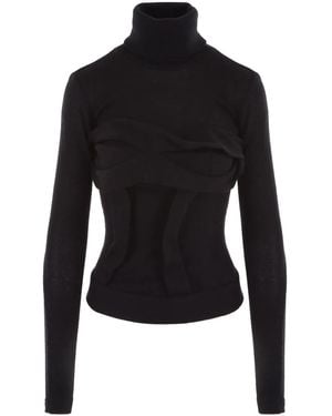 JORDANLUCA Gathered-Detail Layered Sweater - Black