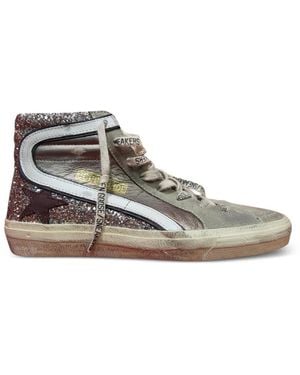 Golden Goose Slide High-Top Sneakers Verfraaid Met Glitter - Wit