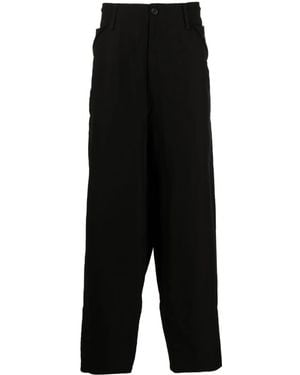 Yohji Yamamoto Side-Buttons Cotton-Blend Trousers - Black