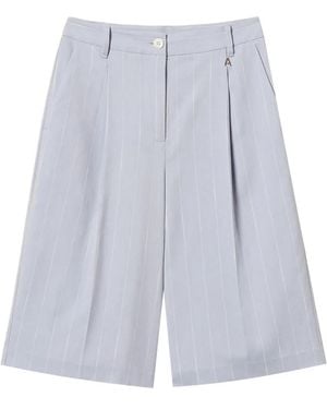 Twinset Pinstripe Bermuda Shorts With Pockets - Blue
