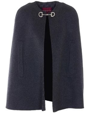 Gucci Cape Met Horsebit-Sluiting - Blauw