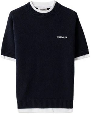 Miu Miu T-Shirt À Col Rond - Bleu