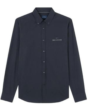 Paul & Shark Logo-Print Button-Down Shirt - Blue