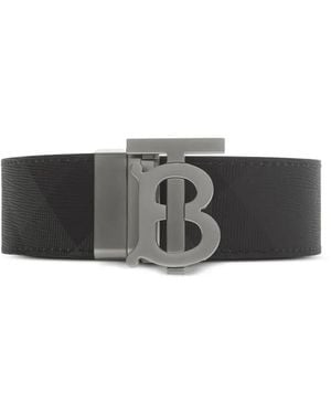 Burberry Reversible Check Tb Belt - Grey