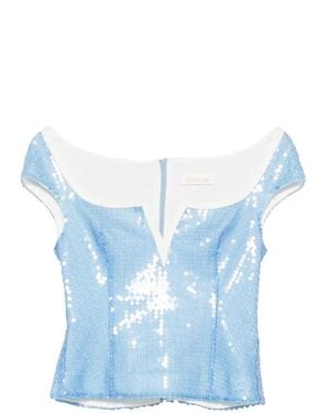 ShuShu/Tong Top Con Aplique De Lentejuelas - Azul