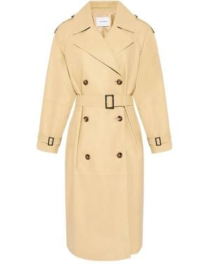 Yves Salomon Belted Leather Trench Coat - ナチュラル