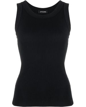 Styland Ribbed Knit Tank Top - Black