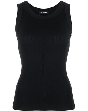 Styland Ribbed Knit Tank Top - Black