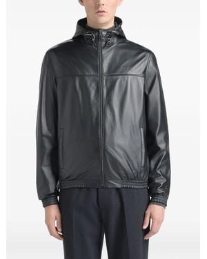 Bally Hooded Leather Jacket - Gray