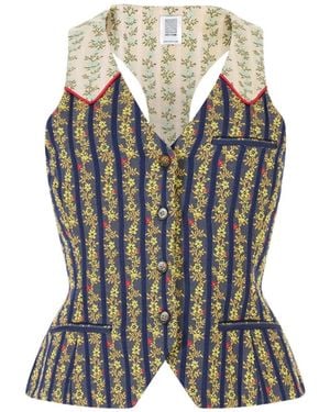 Rosie Assoulin Floral-Print V-Neck Vest - Blue