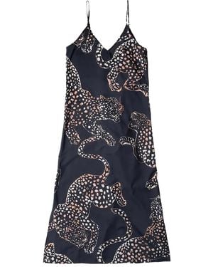 Desmond & Dempsey Jaguar-Print Nightdress - Blue