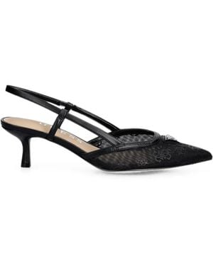 Guess Yanno Monogram-Print Logo-Plaque Pumps - Black