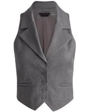 Alice + Olivia Erica Notched-Lapels Top - Gray