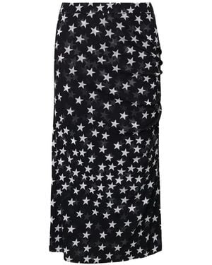 Stella McCartney Star-Print Mesh Midi Skirt - Black