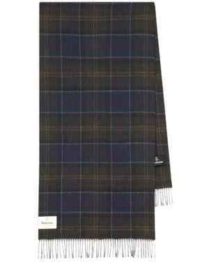 Barbour Shadow Classic Tartan Fringed Scarf - Black
