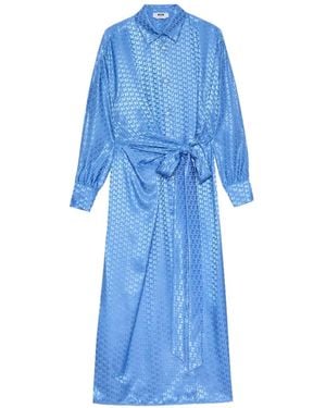 MSGM Tie-Waist Patterned Dress - Blue