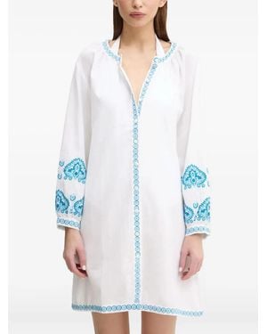 Melissa Odabash Embroidered Button-Front Beach Dress - White