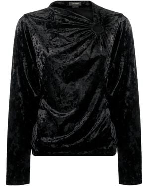 Isabel Marant ベルベット ロングスリーブトップ - ブラック