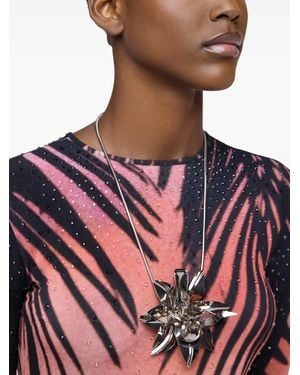 Rabanne Necklace With Metal Flower Pendant - Metallic