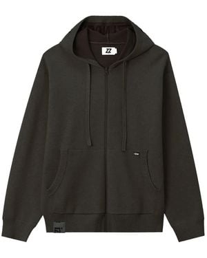 Izzue Logo-Print Zip-Up Hoodie - Black