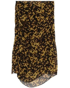 Christopher Esber Printed Ruched Midi Skirt - Brown