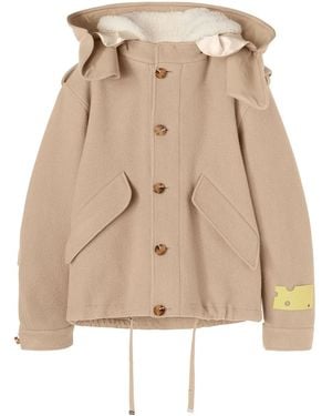 Off-White c/o Virgil Abloh Hooded Short Parka Coat - Natural
