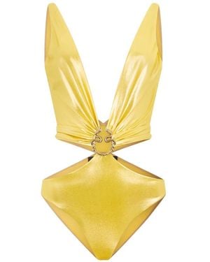 Roberto Cavalli Serpentine-Detail Swimsuit - Yellow