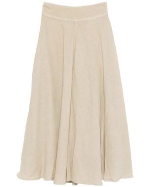 120% Lino Pleated Midi Skirt - Natural