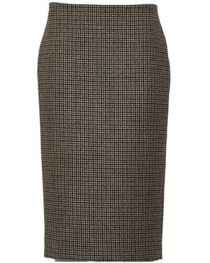 P.A.R.O.S.H. Houndstooth-Pattern Pencil Midi Skirt - Grey