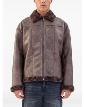 Unreal Fur Faux Fur-Collar Jacket - Brown