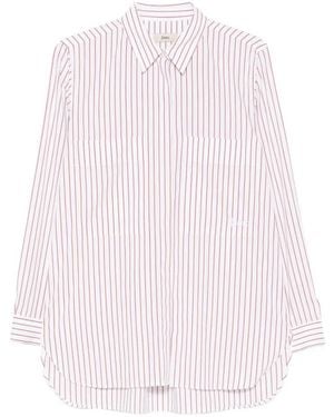 Herno Vertical-Stripe Long-Sleeve Shirt - Pink