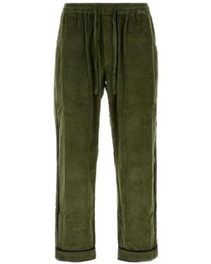 BAZISZT Lace-Trim Corduroy Trousers - Green